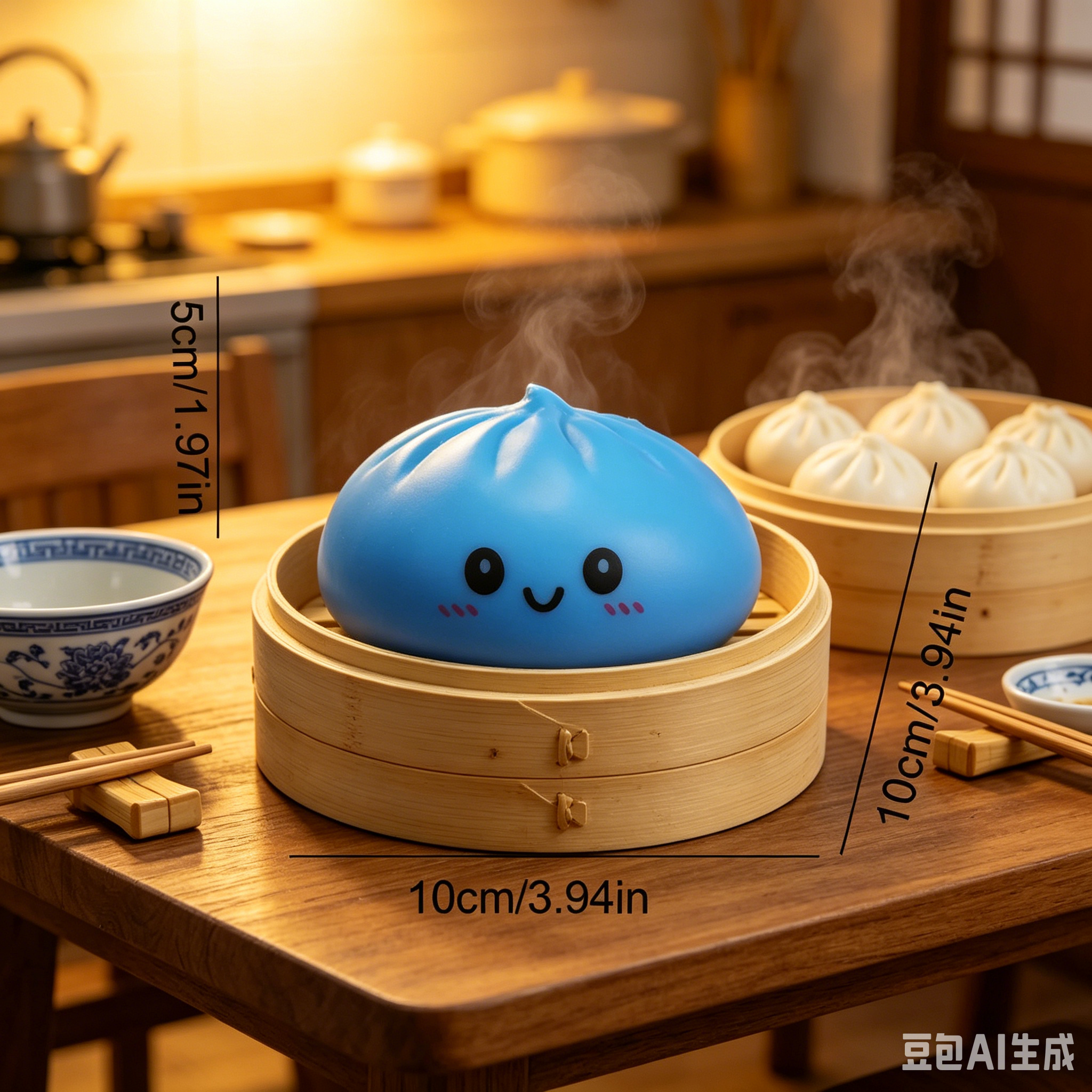 Bao Steamer Bamboo - Blue Cartoon Bao Bun Slow Rebound