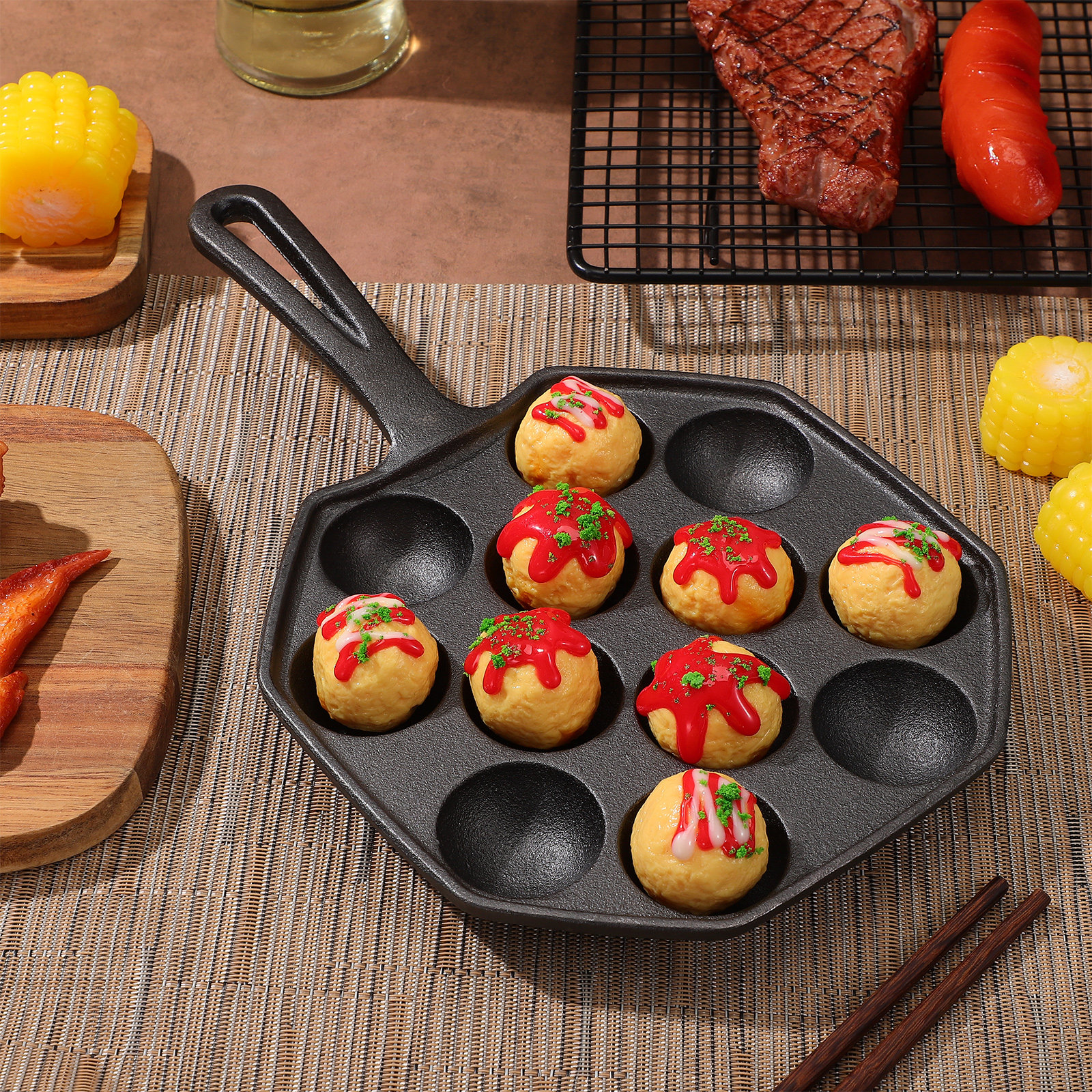 Takoyaki Pan Cast Iron 12 Mold - đánh giá và giá Takoyaki Grill Plate