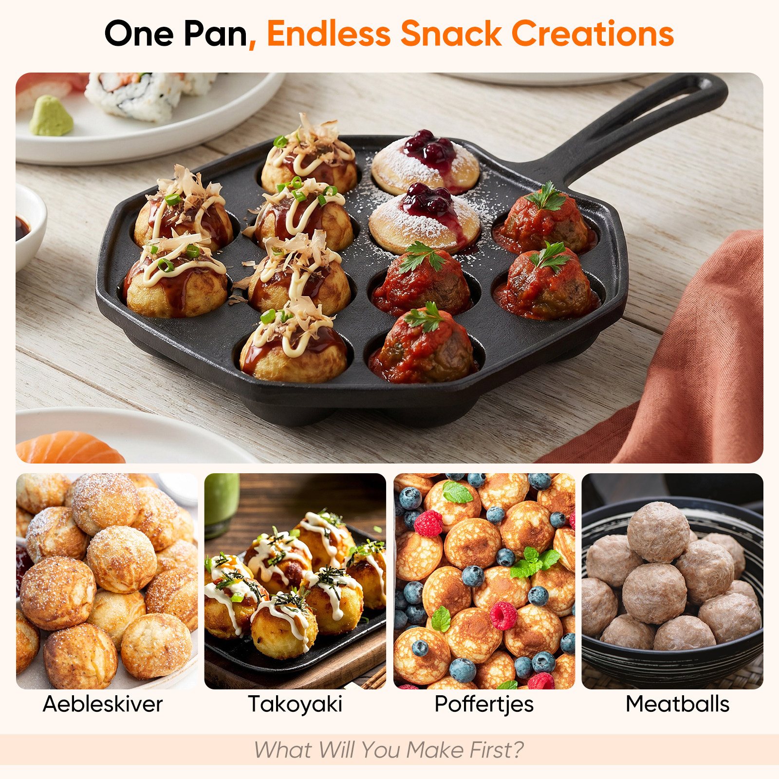 Takoyaki Pan Cast Iron 12 Mold - đánh giá và giá Takoyaki Grill Plate