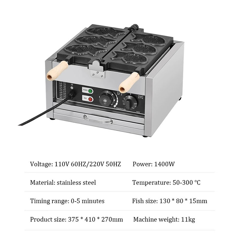 Commercial Electric 3pcs Fish  - đánh giá và giá Waffle Cone Maker
