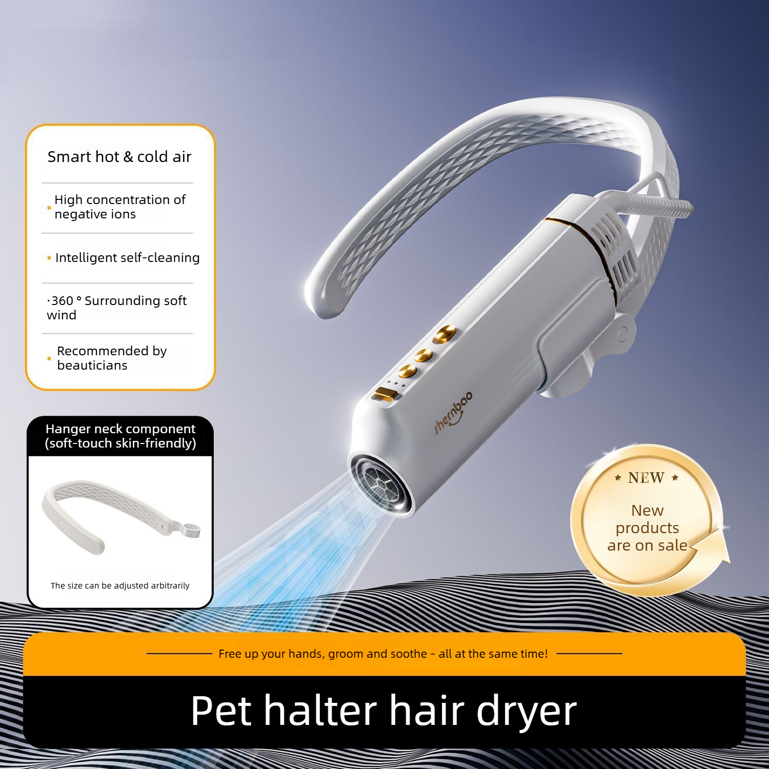 Neck Hanging Pet Hair Dryer Ne - đánh giá và giá Hot Dog Press